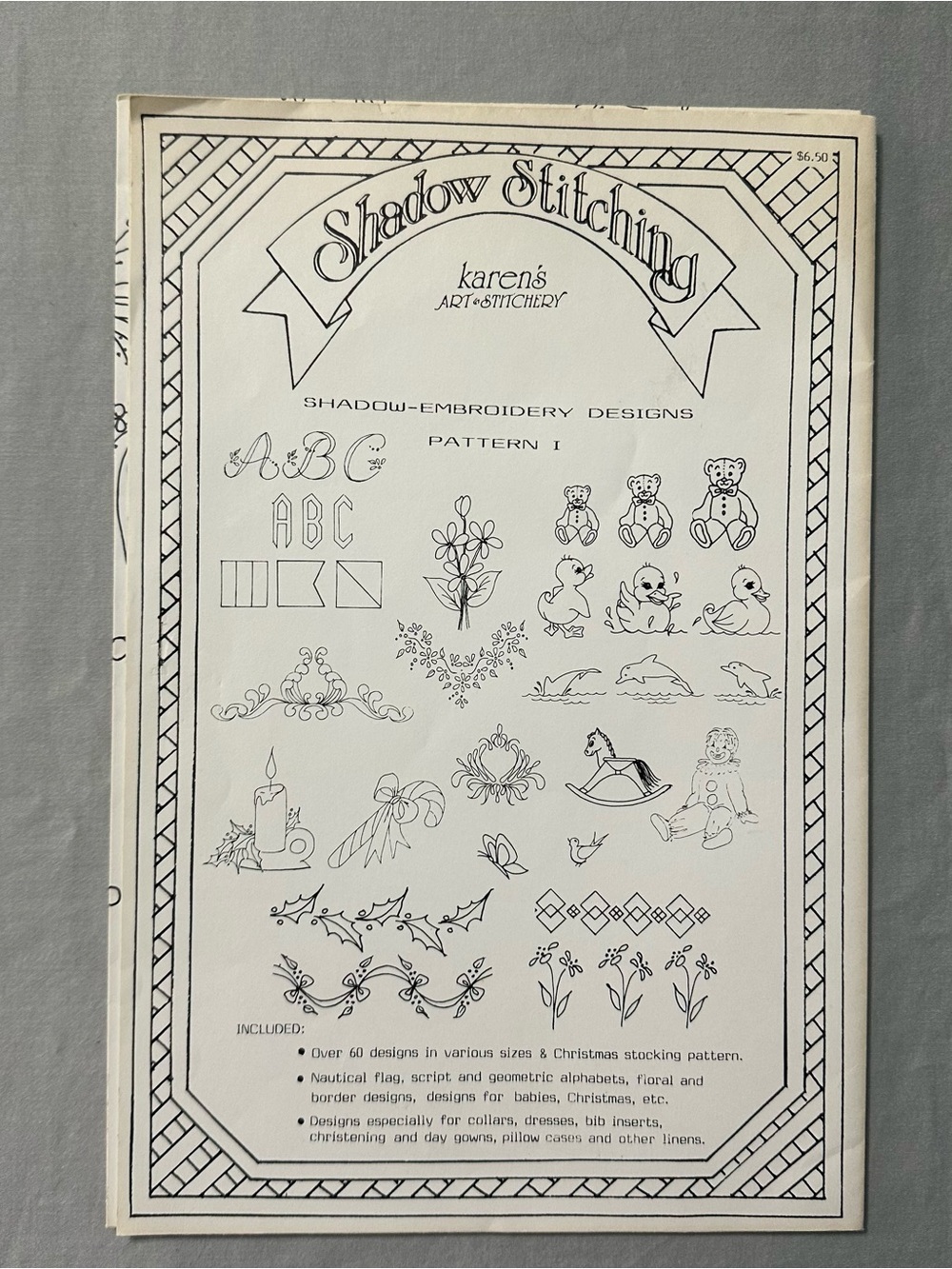 Vintage Karen's Art & Stitchery Shadow Stitch Embroidery Pattern Design Booklet